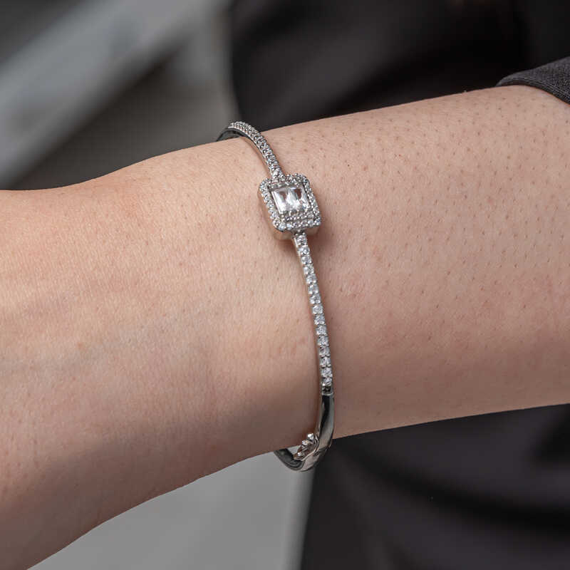 Silver Baguette Stone Women’s Bracelet