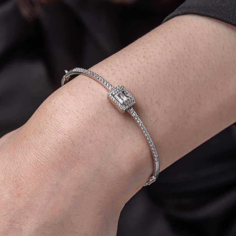 Silver Baguette Stone Women’s Bracelet