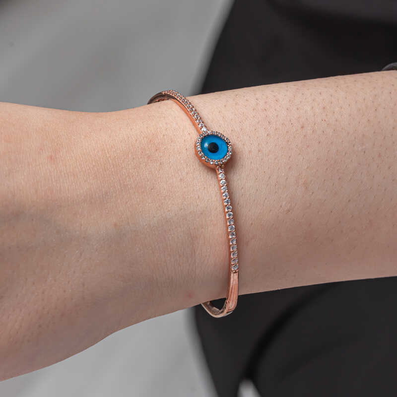 Silver Rose Evil Eye Women’s Bracelet