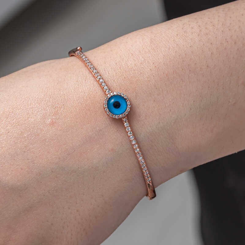Silver Rose Evil Eye Women’s Bracelet