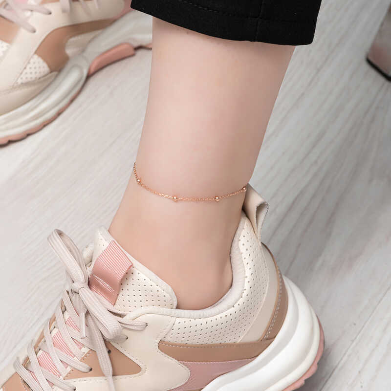 Silver Rose Ball Chain Anklet