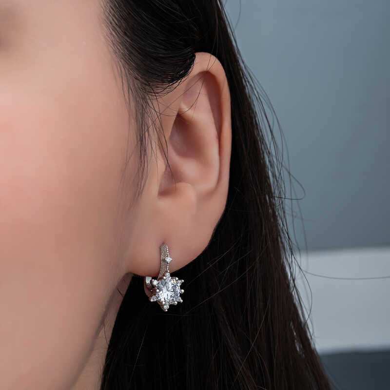 Silver Flower Patterned Women’s Earrings