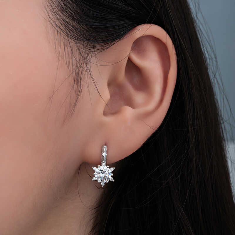 Silver Flower Patterned Women’s Earrings