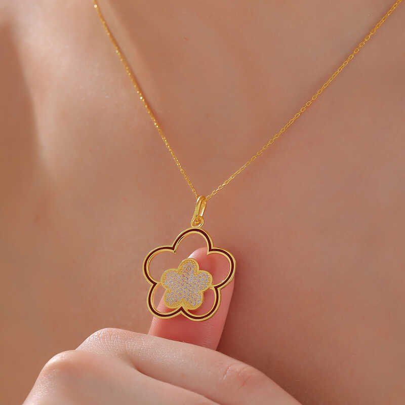 Silver Gold Flower Patterned Women’s Necklace