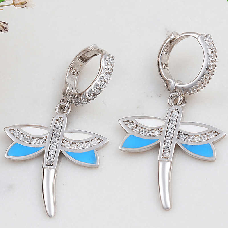 Silver Dangling Dragonfly Women’s Earrings