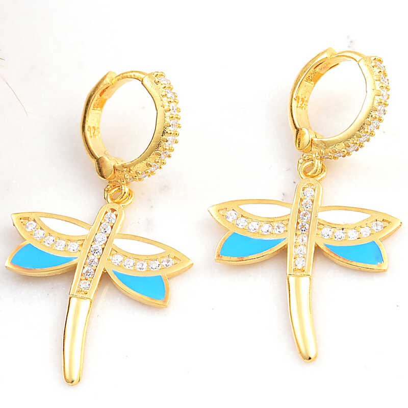 Silver Gold Dangling Dragonfly Women’s Earrings