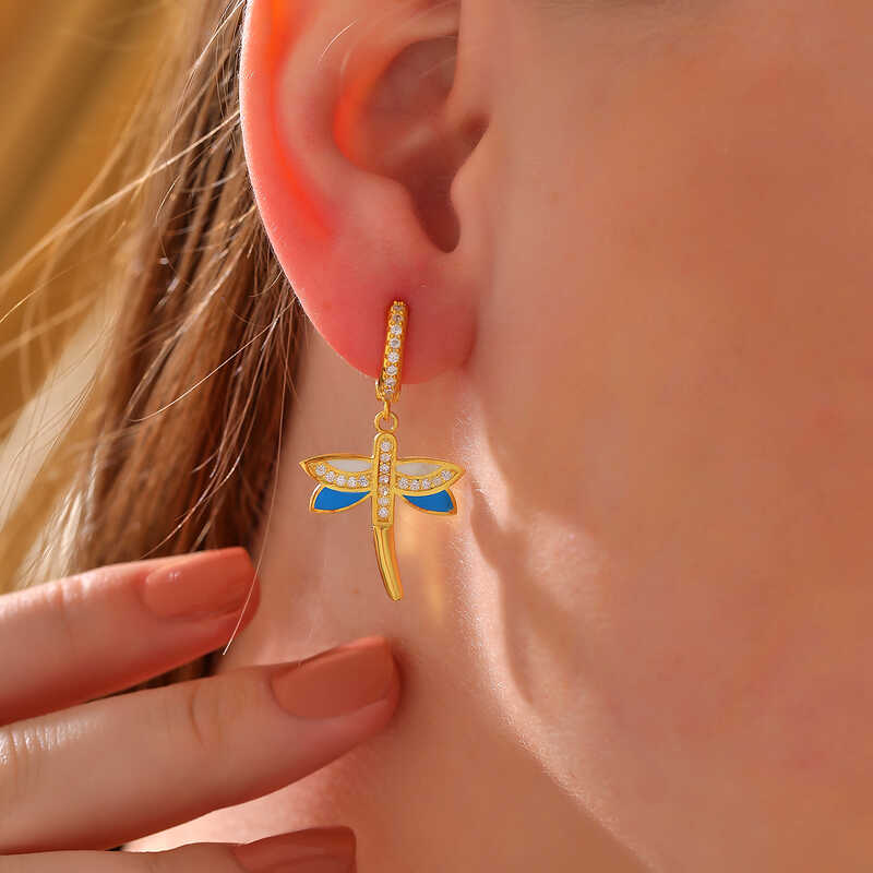 Silver Gold Dangling Dragonfly Women’s Earrings