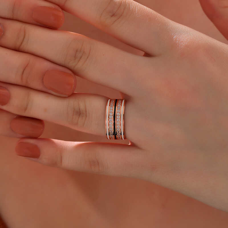 Silver Rose Zircon Stone Women’s Ring