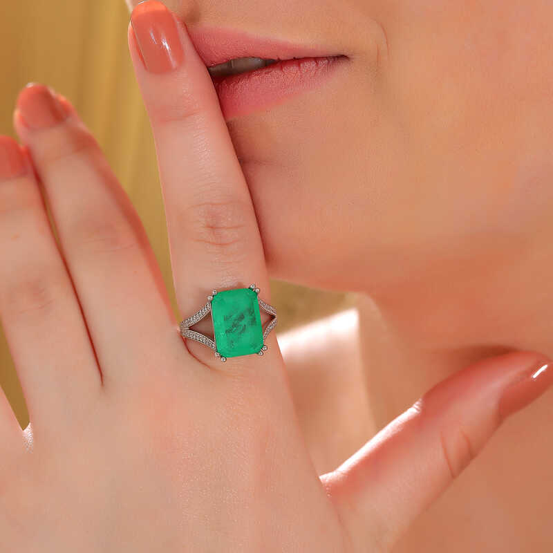 Silver Green Color Paraiba Stone Women’s Ring