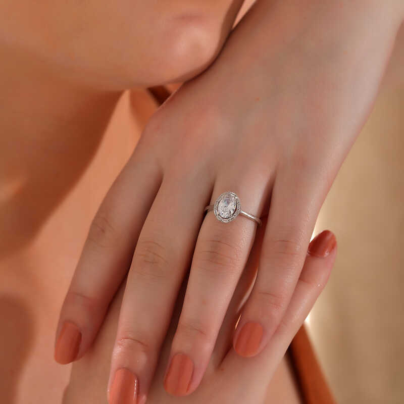 Silver Oval Zircon Stone Women’s Ring