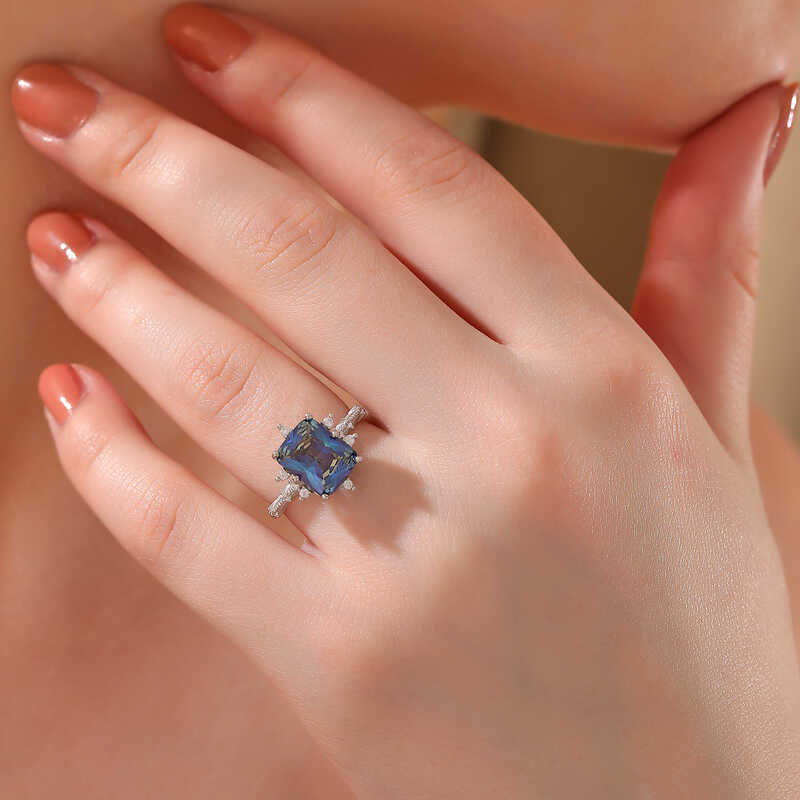 Silver Blue Zircon Stone Women’s Ring