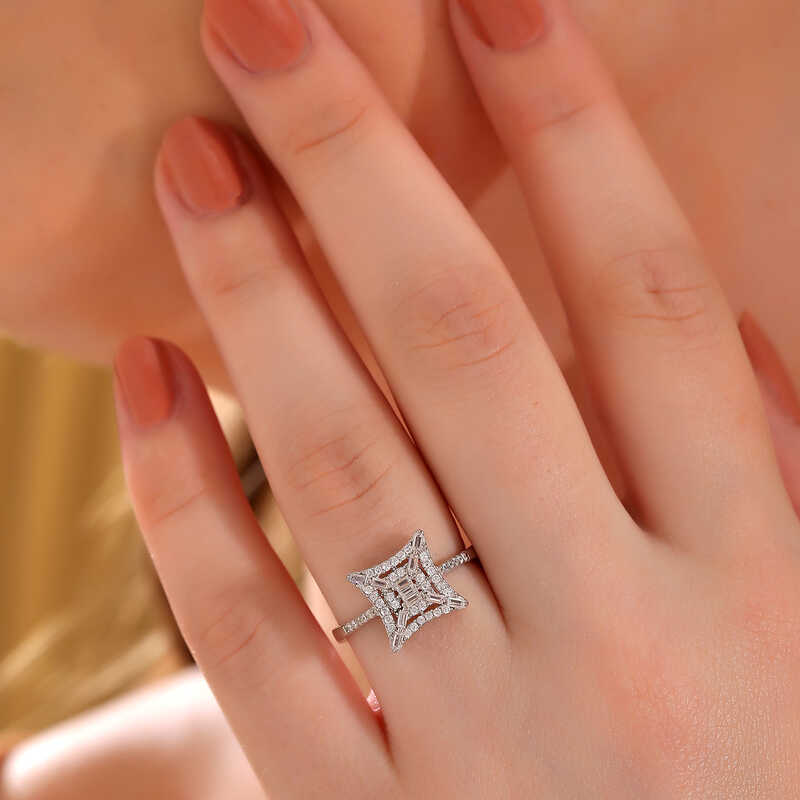 Silver Square Zircon Stone Women’s Ring