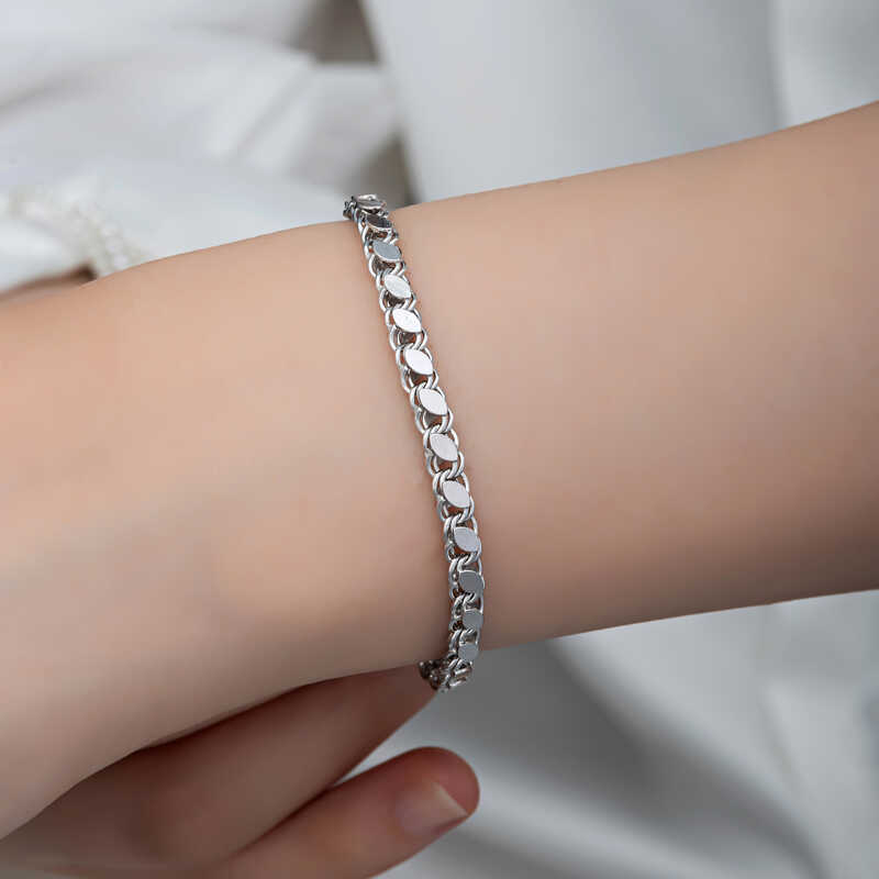 Silver Sequined Chain Bracelet for Women
