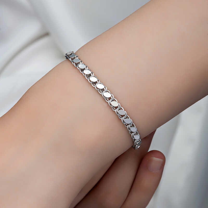 Silver Sequined Chain Bracelet for Women