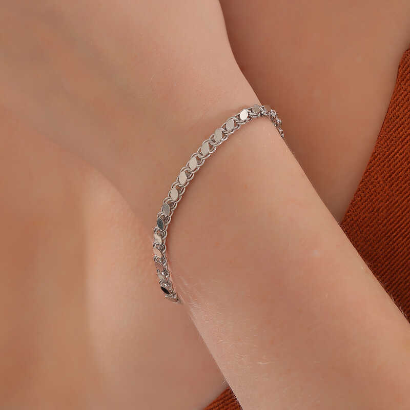 Silver Sequined Chain Bracelet for Women