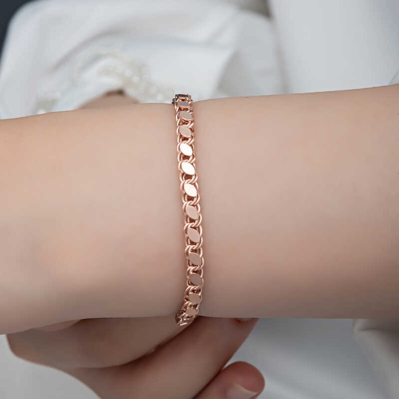 Silver Rose Sequined Chain Bracelet for Women