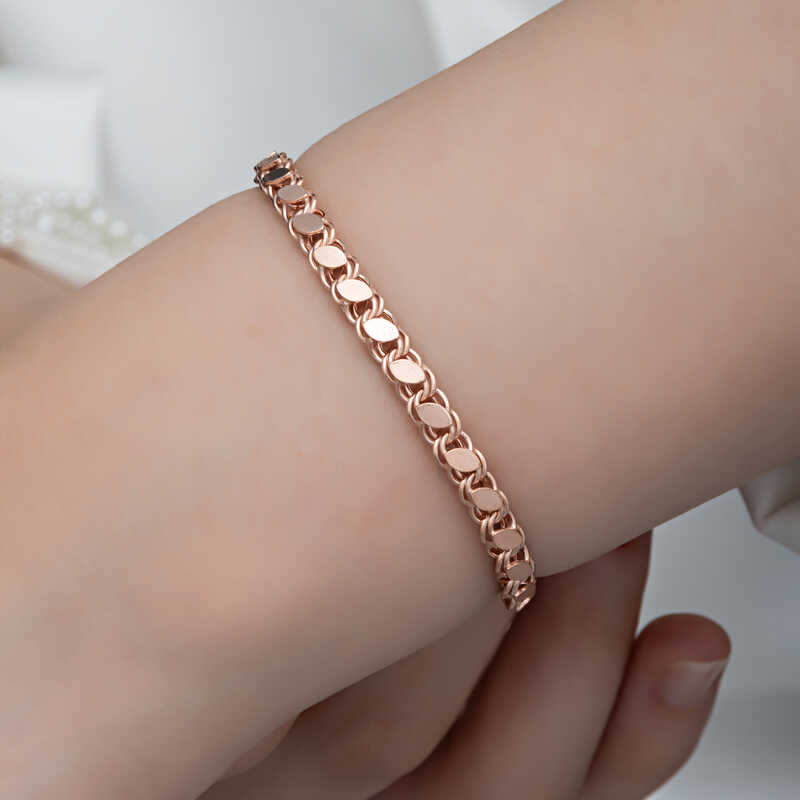 Silver Rose Sequined Chain Bracelet for Women