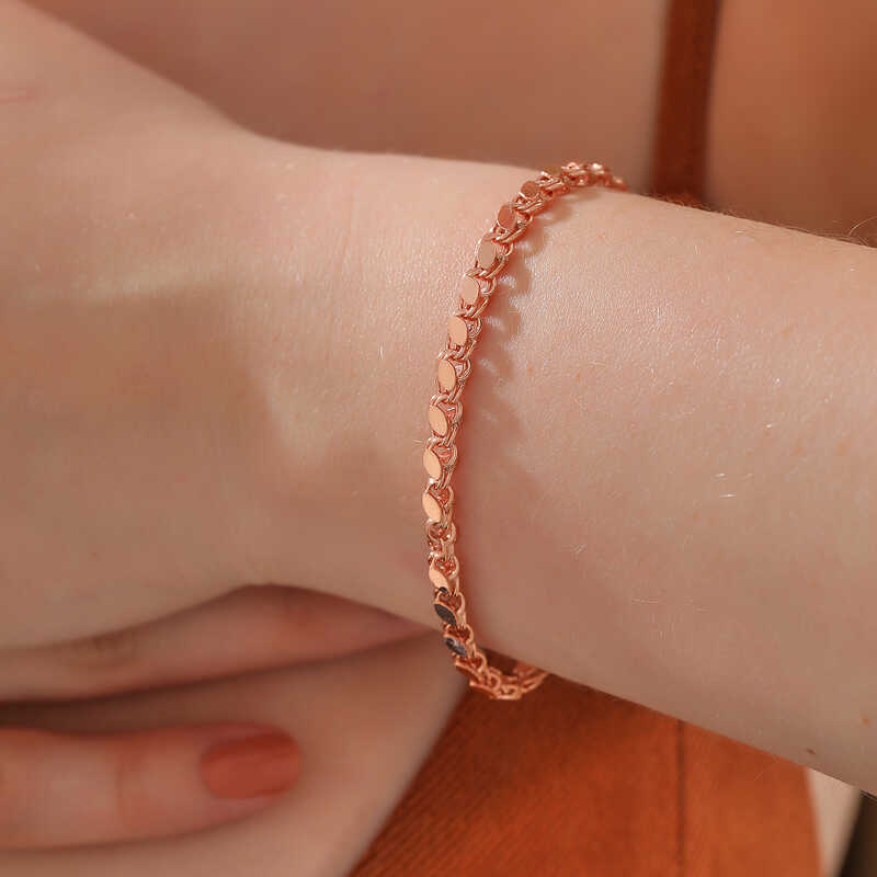 Silver Rose Sequined Chain Bracelet for Women