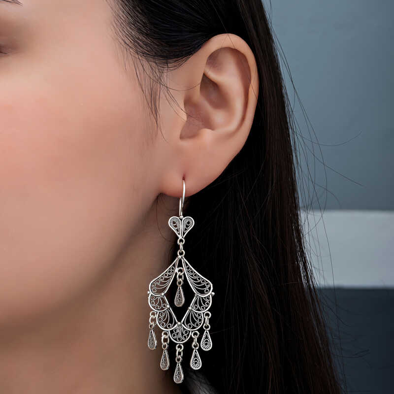 Silver Filigree Dangle Women’s Earrings