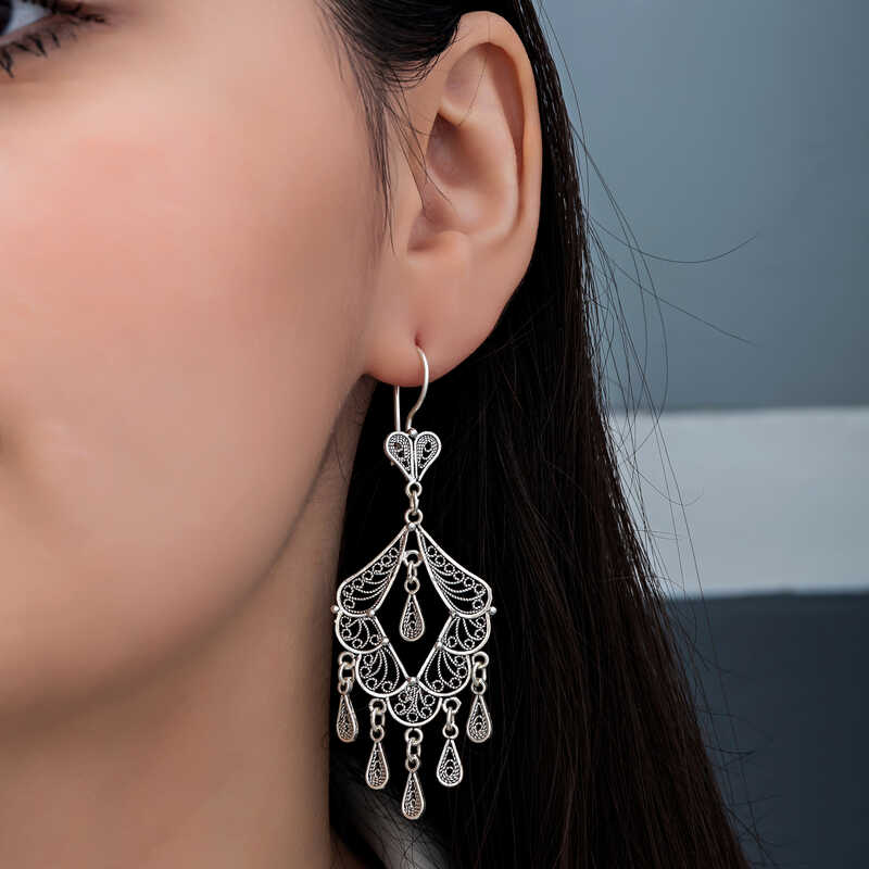 Silver Filigree Dangle Women’s Earrings