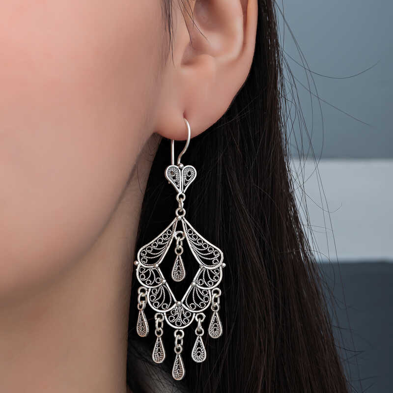 Silver Filigree Dangle Women’s Earrings