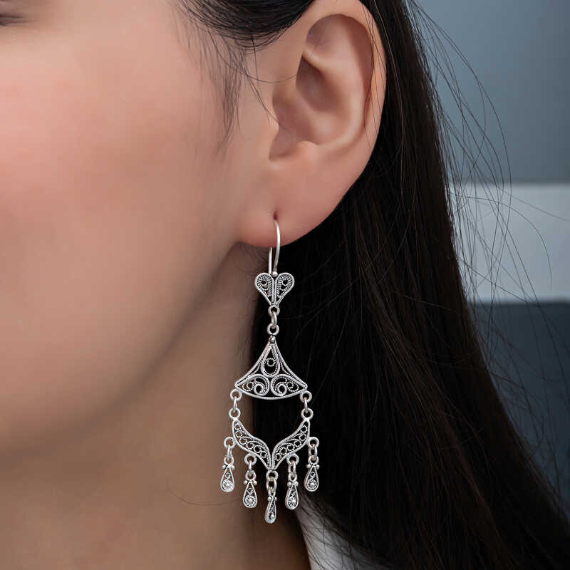 Silver Filigree Dangle Women’s Earrings