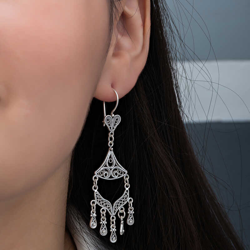 Silver Filigree Dangle Women’s Earrings