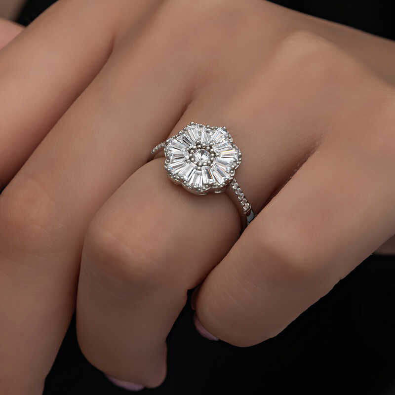 Silver Baguette Stone Women’s Ring
