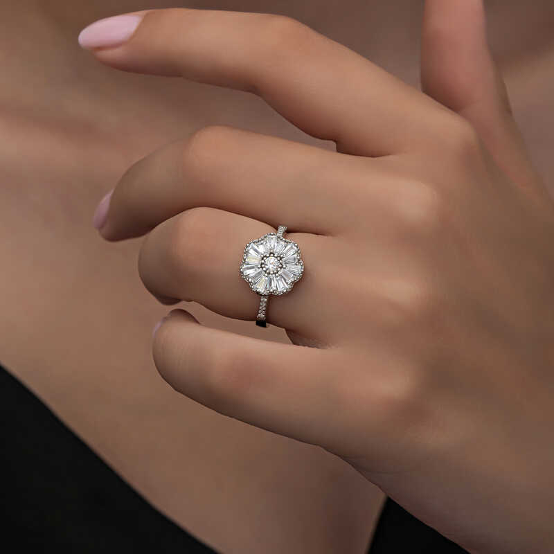 Silver Baguette Stone Women’s Ring