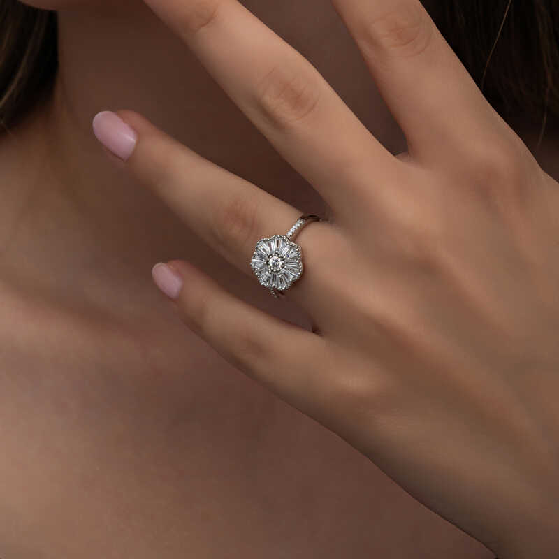 Silver Baguette Stone Women’s Ring