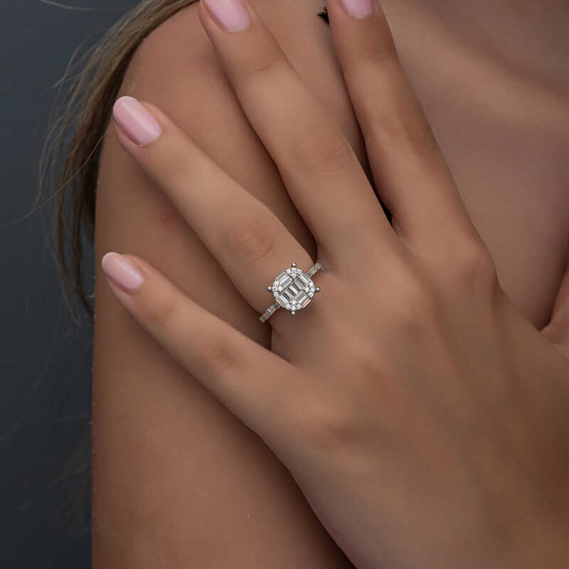 Silver Baguette Stone Women’s Ring