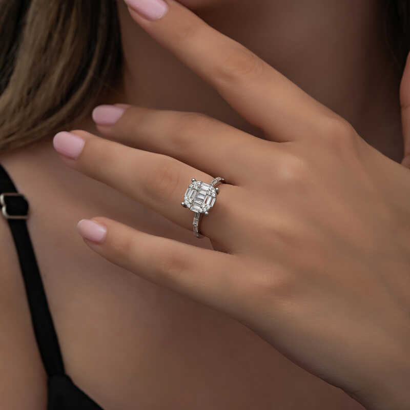 Silver Baguette Stone Women’s Ring