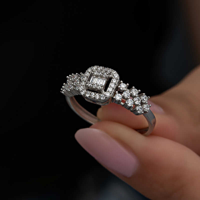 Silver Baguette Stone Women’s Ring