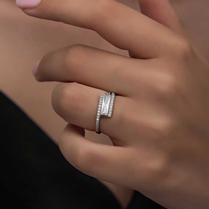 Silver Baguette Stone Women’s Ring