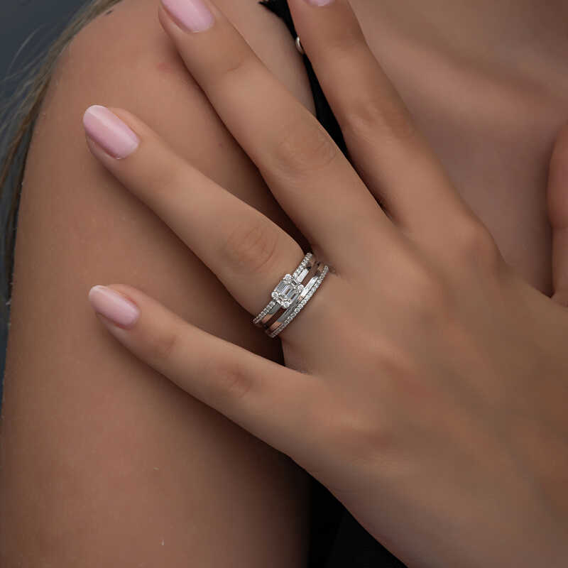 Silver Baguette Stone Women’s Ring