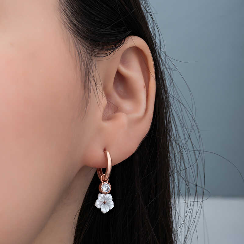 Silver Rose Dangle Magnolia Flower Women’s Earrings