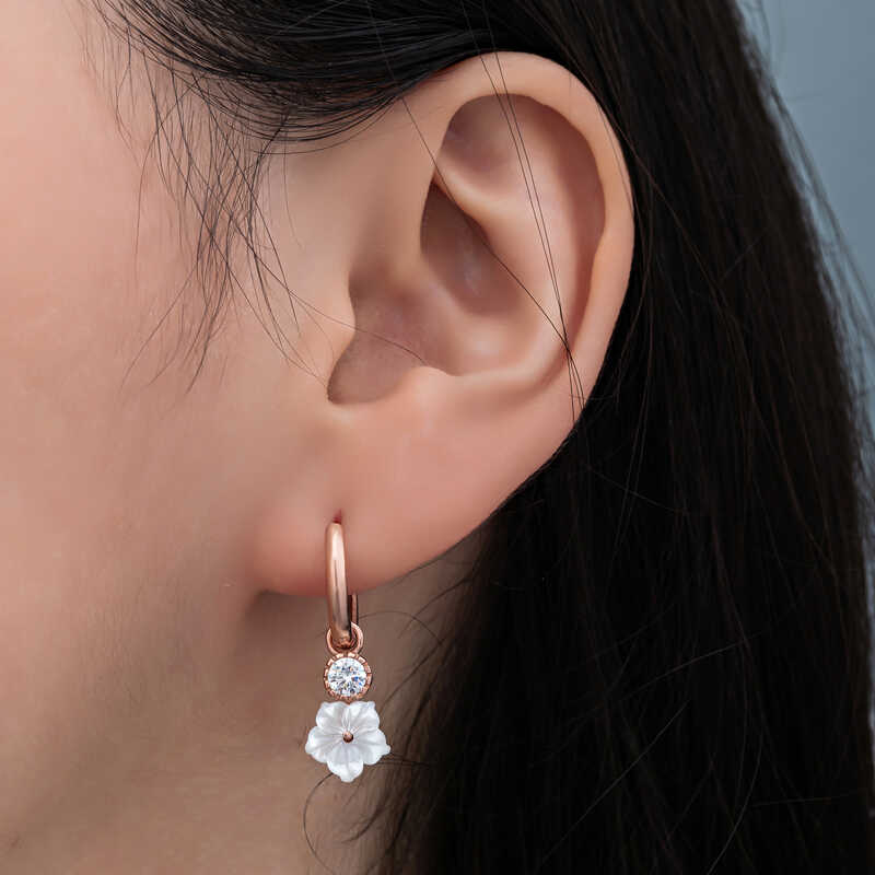 Silver Rose Dangle Magnolia Flower Women’s Earrings