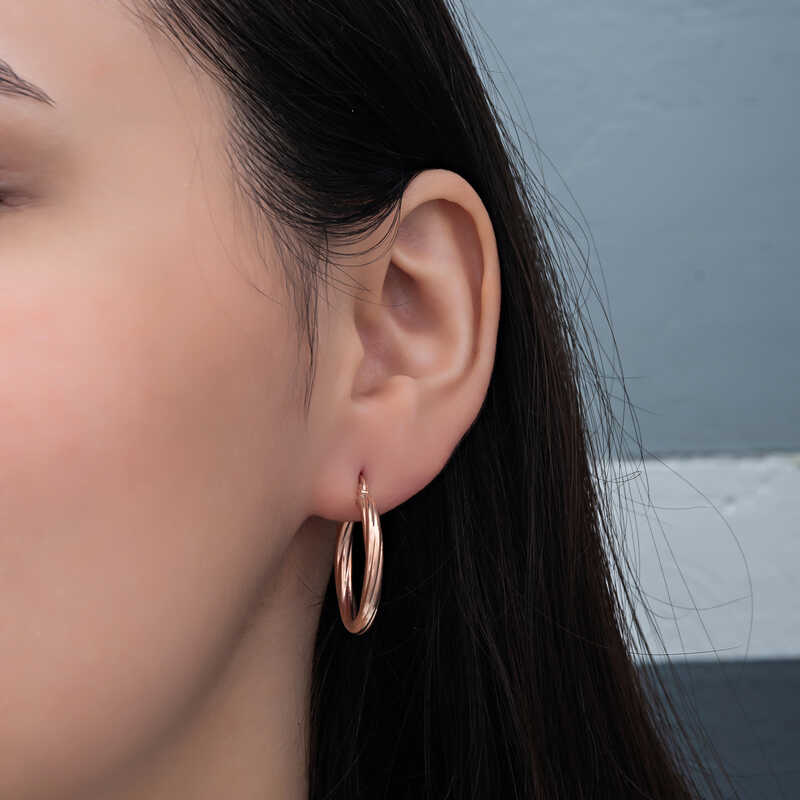 Silver Rose 3 mm Twisted Hollow Earring
