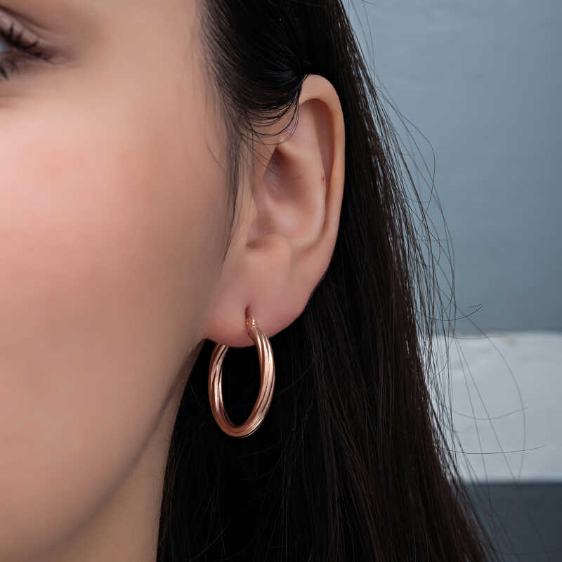 Silver Rose 3 mm Twisted Hollow Earring