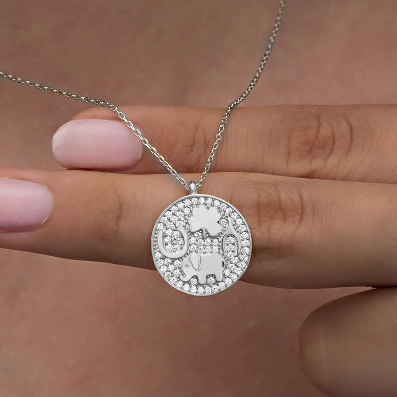 Silver Elephant Motif Lucky Women’s Necklace