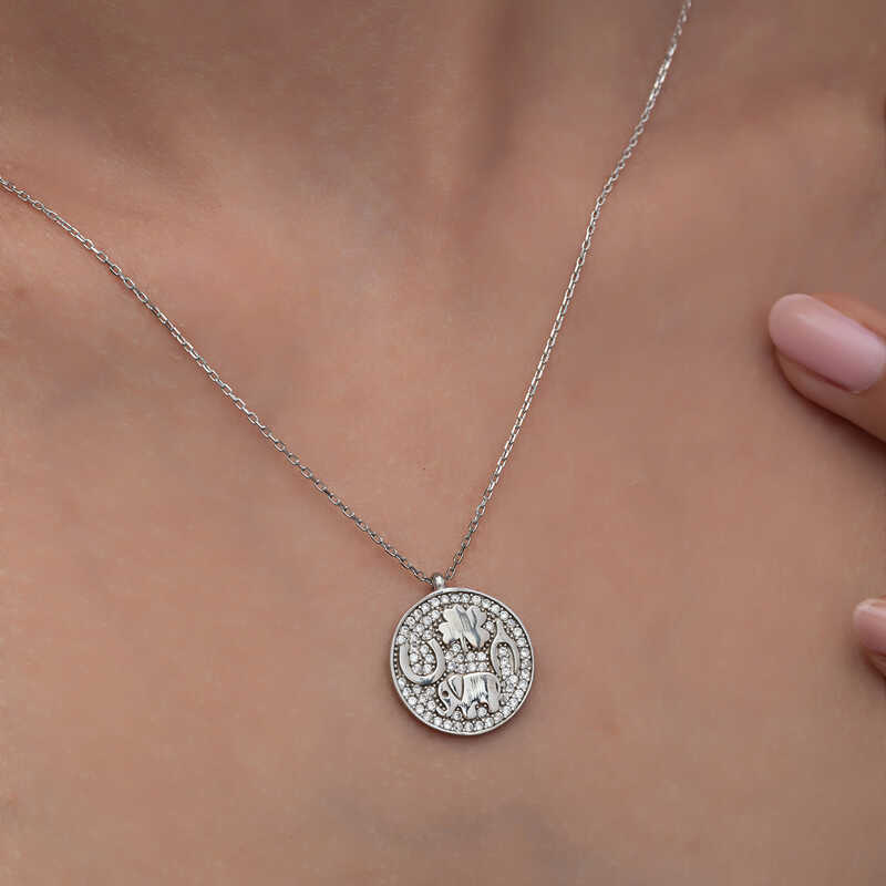 Silver Elephant Motif Lucky Women’s Necklace