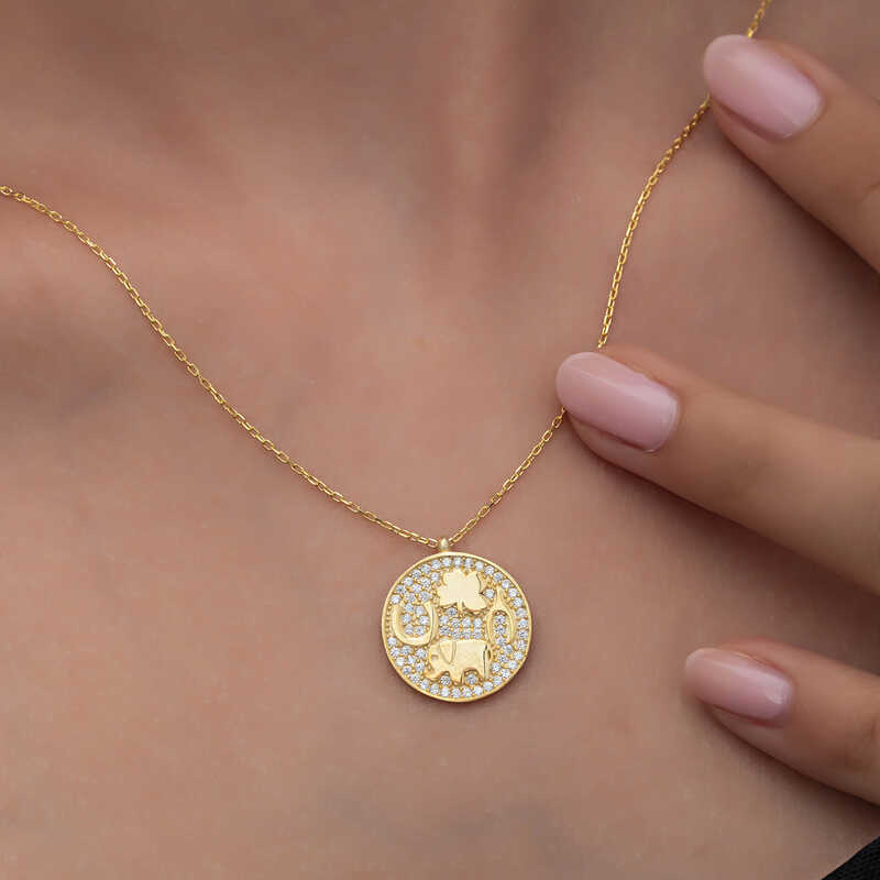Silver Gold Elephant Motif Lucky Women’s Necklace