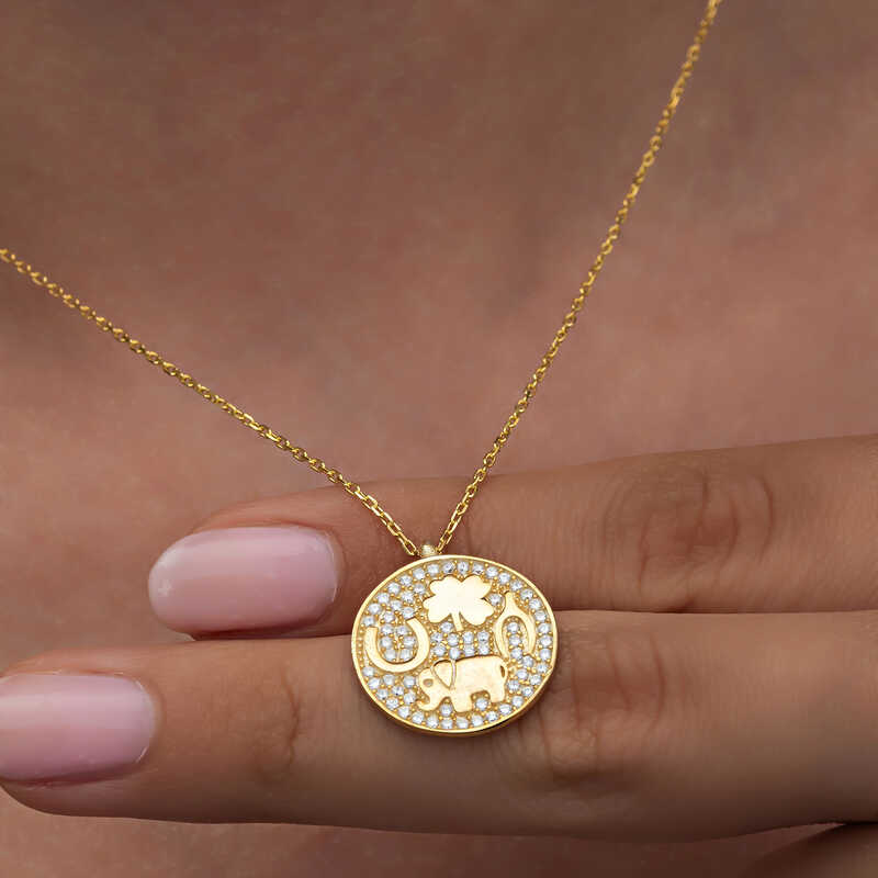 Silver Gold Elephant Motif Lucky Women’s Necklace
