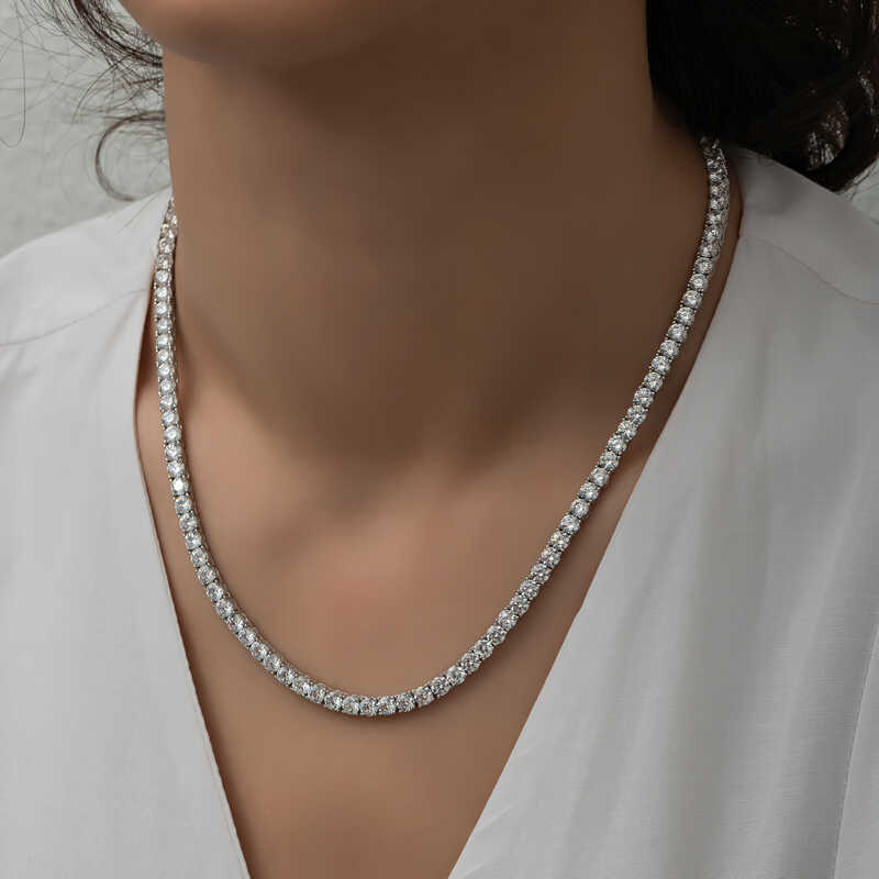 Silver 6 mm White Stone Waterway Women’s Necklace