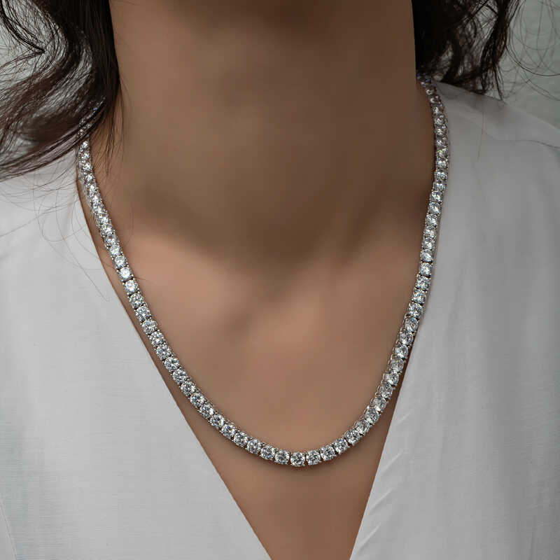 Silver 6 mm White Stone Waterway Women’s Necklace