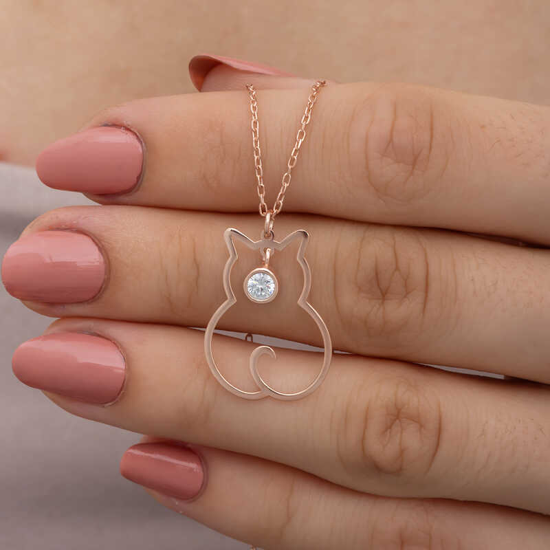 Silver April Birthstone Catwoman Necklace