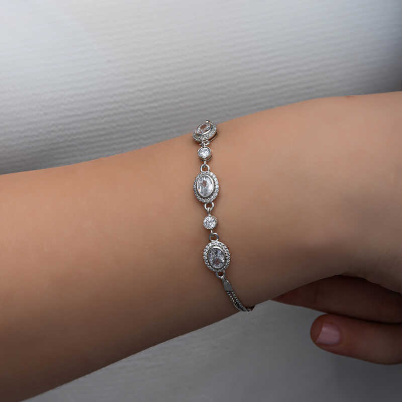 Silver Oval Stone Women’s Bracelet
