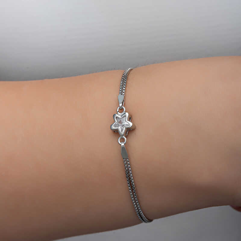 Silver White Zircon Star Women’s Bracelet