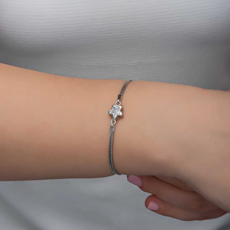 Silver White Zircon Star Women’s Bracelet