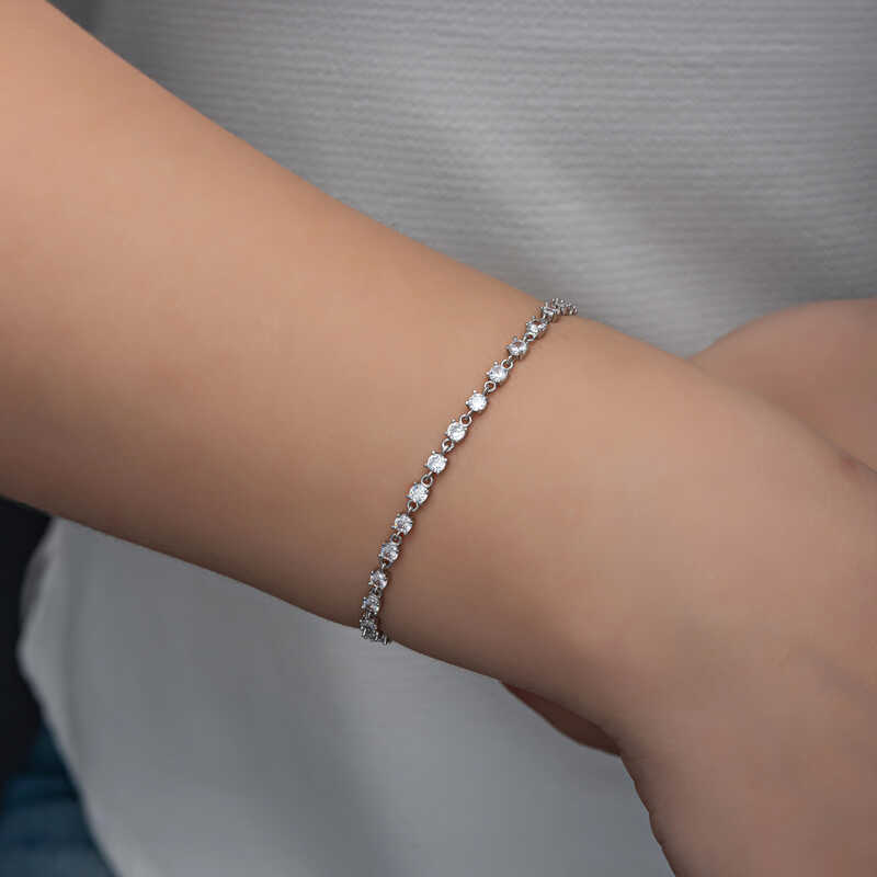 Silver Zircon Stone Women’s Bracelet